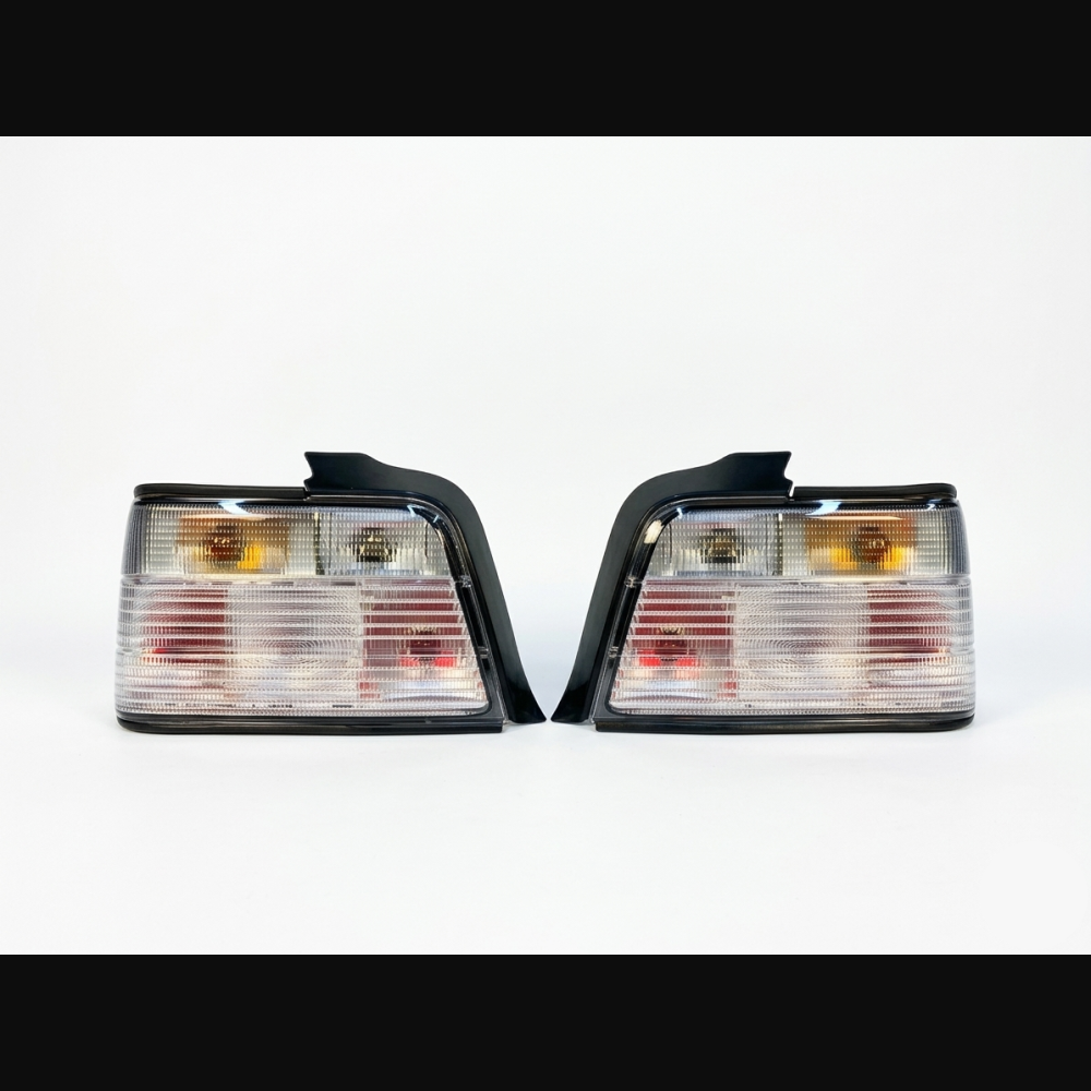 BMW E36 Sedan Crystal White Clear Lens Rear Tail Lights Set