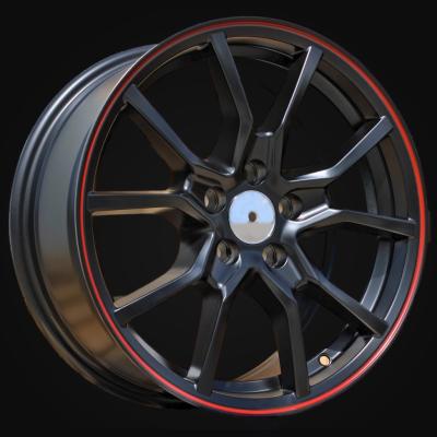 Ratlankis R17x7J  4X100  ET  38  60.1  B5253  Black Half Matt+Red Lip (BLHMRL)  For RACIN  (K2)