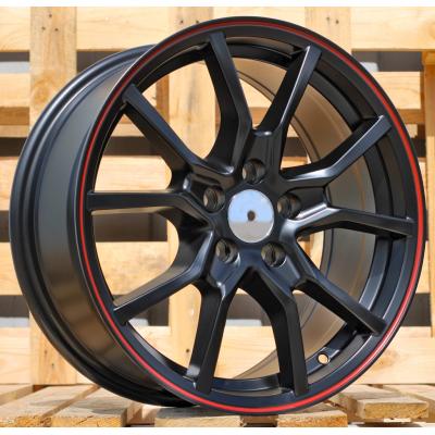 Ratlankis R16x7J  5X108J  ET  36  67.1  B5253  Black Half Matt+Red Lip (BLHMRL)  For RACIN  (K4)