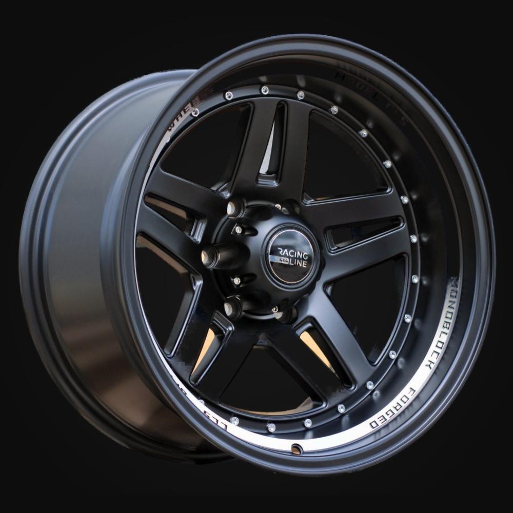 Ratlankis R15x10J  6X139.7  ET  M44  110.1  BK936  Black Half Matt+Polished Lip (BLHMPL)  For 4X4  (K4+P)