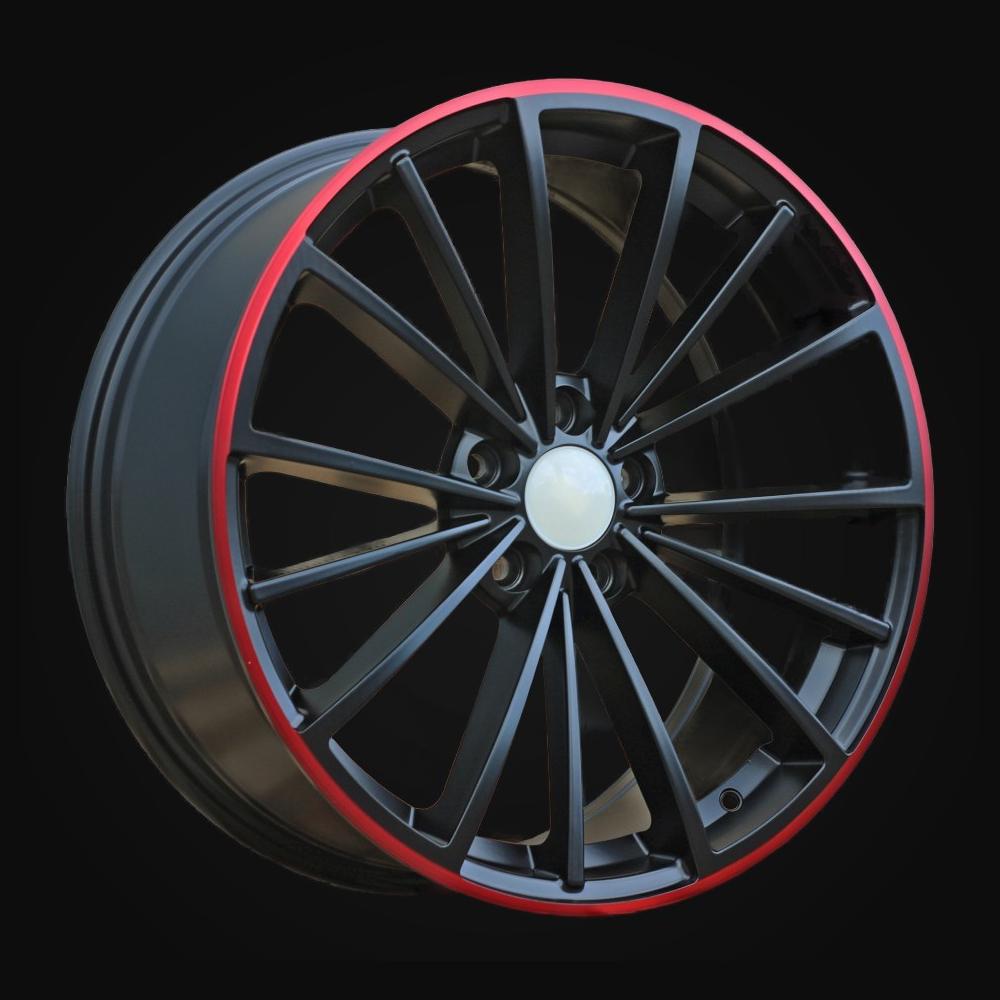 Wheel R18x7.5J  5X112  ET  51  57.1  B5937  Black Half Matt+Red Lip (BLHMRL)  For VW  (P+Z7)