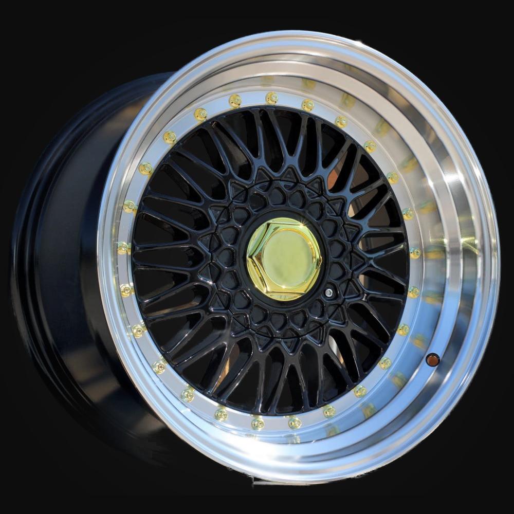 Wheel R15x7J  4X100  ET  35  73.1  BY479  (BK5616)  Black+Polished Lip (BLPL)  For RACIN  (P+R)  (BBS Style)