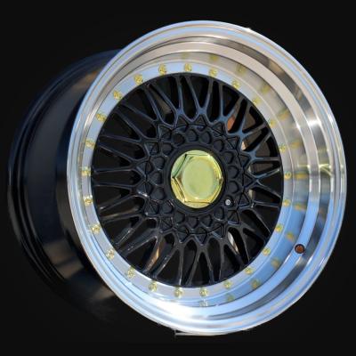 Wheel R15x7J  4X100  ET  35  73.1  BY479  (BK5616)  Black+Polished Lip (BLPL)  For RACIN  (P+R)  (BBS Style)