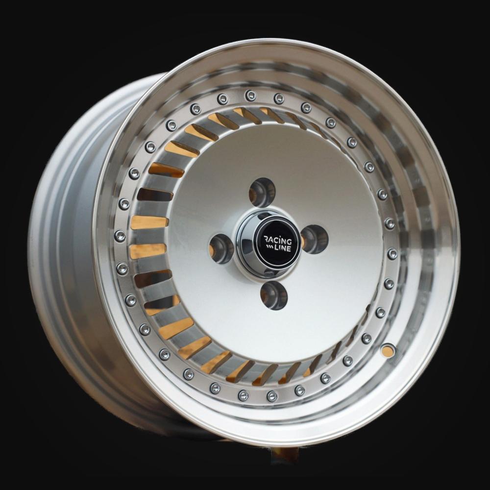 Wheel R13x6J  4X100  ET  20  67.1  L475  Silver+Polished Lip (SP)  For RACIN  (R)  (RONAL Style)