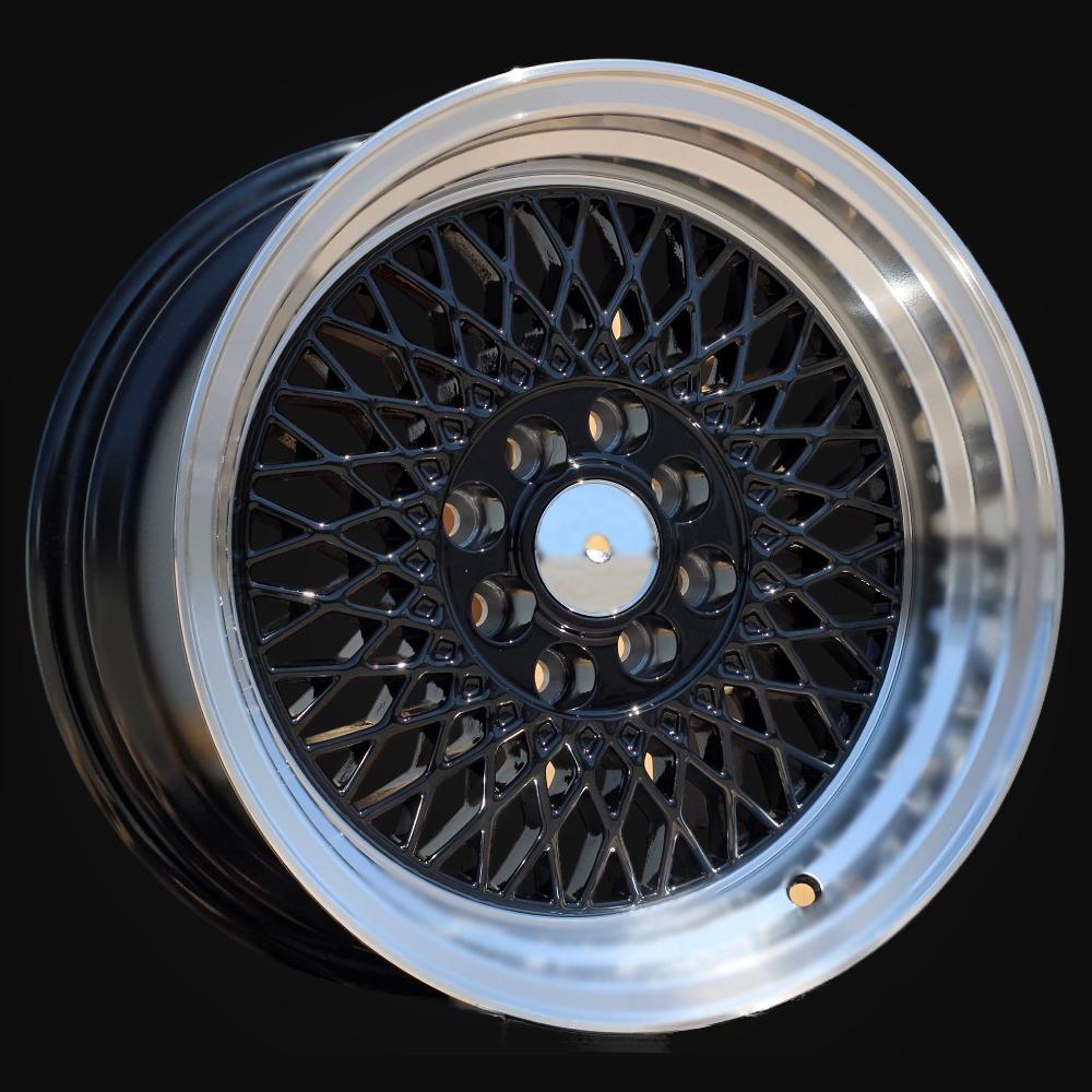 Wheel R15x7J  4X100  ET  25  73.1  LU483  Black+Polished Lip (BLPL)  For RACIN  (P1)  (BBS Style)