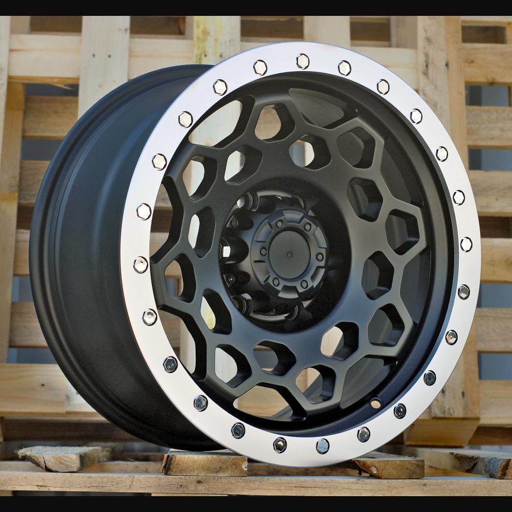 Wheel R17x8.5J  6X139.7  ET  0  110.1  JT240  Black Matt+Polished Lip (BMPL)  For 4X4  (K3)  (MB+MACHINE LIP)