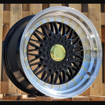 Wheel R14x6.5J  4X100  ET  35  73.1  BY479  (BK5616)  Black+Polished Lip (BLPL)  For RACIN  (R)  (BBS Style)