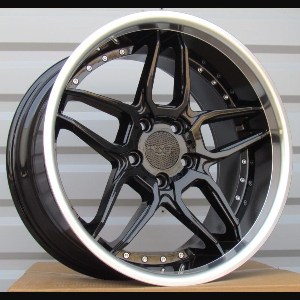 Wheel R18x8.5J  5X120  ET  20  74.1  SSA01  (HX030)  Black+Polished Lip (BLPL)  For HAXER  (Z2+P)  (Rear+Front)