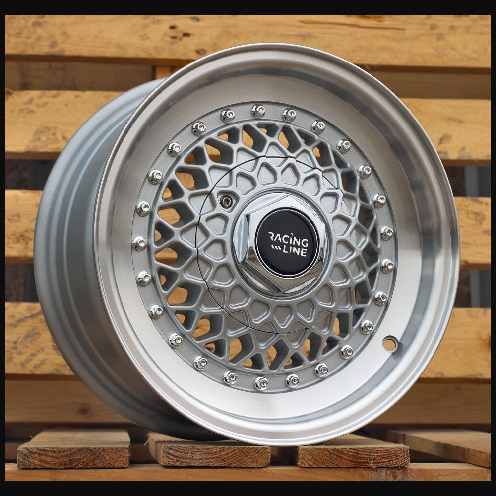 Wheel R13x6J  8X100/114.3  ET  25  67.1  L1143  Silver+Polished Lip (SP)  For RACIN  (R)  (BBS Style)