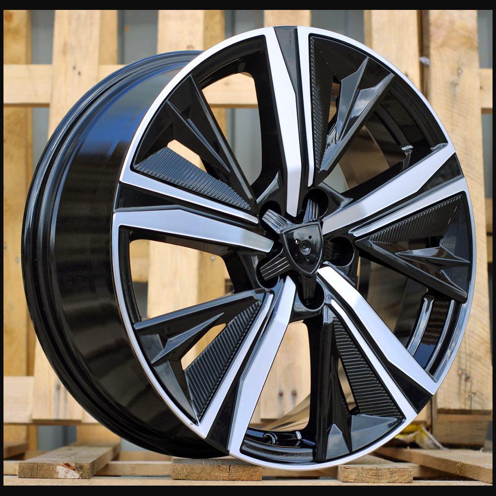 Wheel R17x7.5J  5X108  ET  44  65.1  Y1187  (LU2402)  Black Polished (MB)  For PEUG  (R+P1)  (NEW Design Carved Spokes)