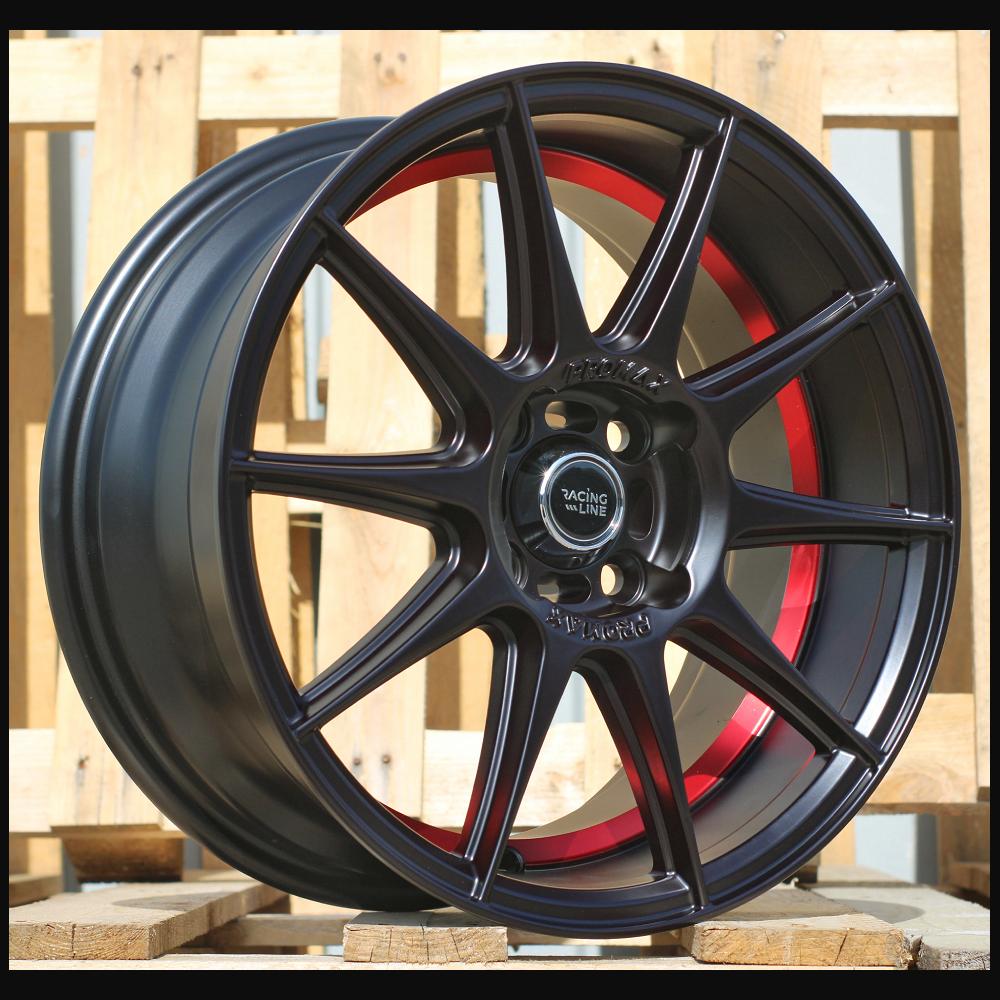 Alloy Wheel R15x7J  4X100  ET  38  60.1  B5705  Black Half Matt+Red Lip (BLHMRL)  For RACIN  (K4)