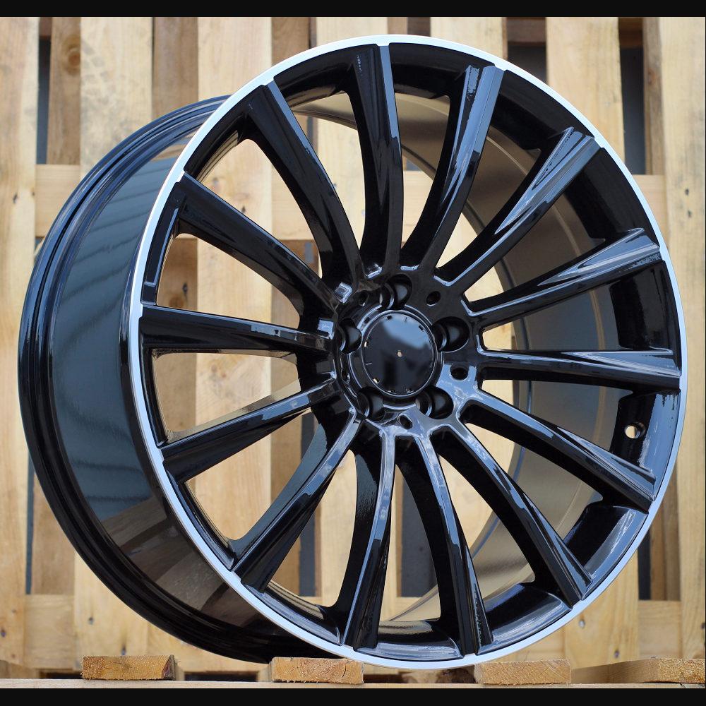Alloy Wheel R20x8.5J  5X112  ET  40  66.6  B1048  (IND0236)  Black+Polished Lip (BLPL)  For MER  (P1+K7+K3)  (Rear+Front Gloss Black Machined Lip)