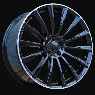 Alloy Wheel R20x8.5J  5X112  ET  40  66.6  B1048  (IND0236)  Black+Polished Lip (BLPL)  For MER  (P1+K7+K3)  (Rear+Front Gloss Black Machined Lip)