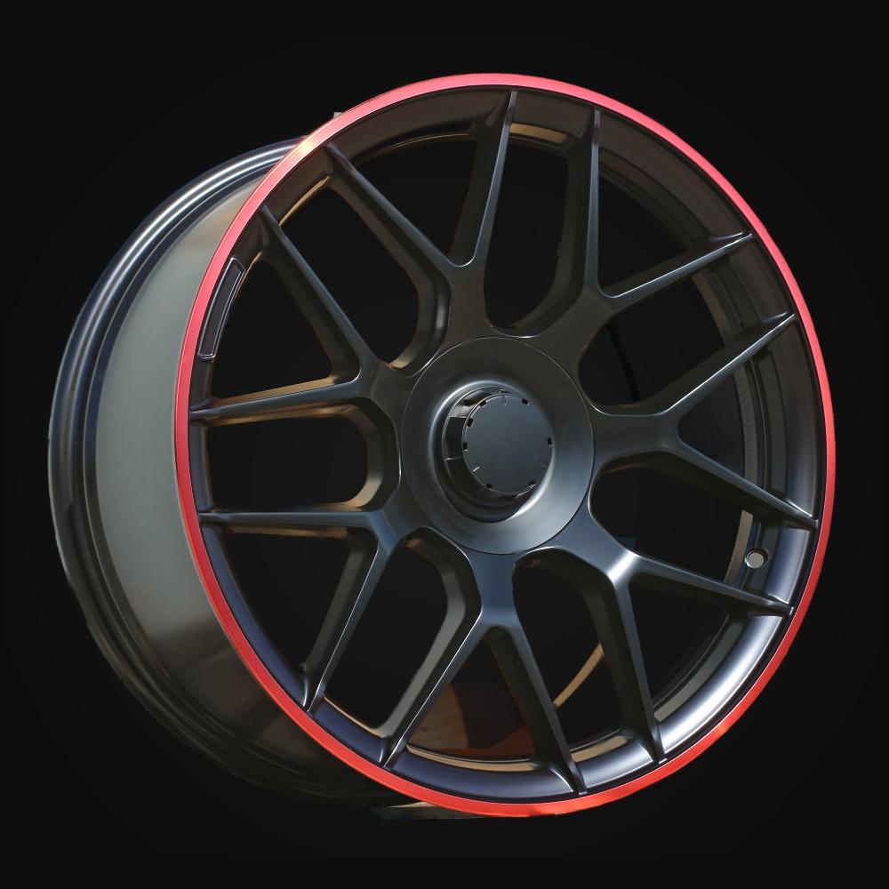 Ratlankis R19x8.5J  5X112  ET  38  66.6  B1258  Black Half Matt+Red Lip (BLHMRL)  For MER  (Z4)  (Rear+Front)