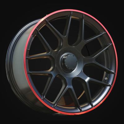 Ratlankis R20x9.5J  5X112  ET  42  66.6  B1258  Black Half Matt+Red Lip (BLHMRL)  For MER  (Z3)  (Rear+Front)