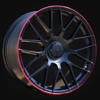 Ratlankis R18x8J  5X112  ET  45  66.6  B1268  Black Half Matt+Red Lip (BLHMRL)  For MER  (Z3+Z1)