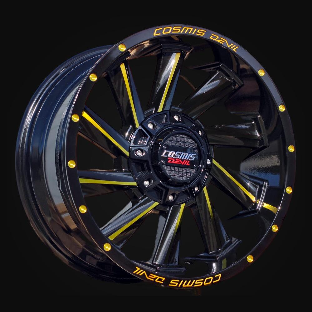 Ratlankis R18x9J  12X130/139  ET  0  106.1  B1323  Black Polished Gold Milling (MBYM)  For 4X4  (K3)