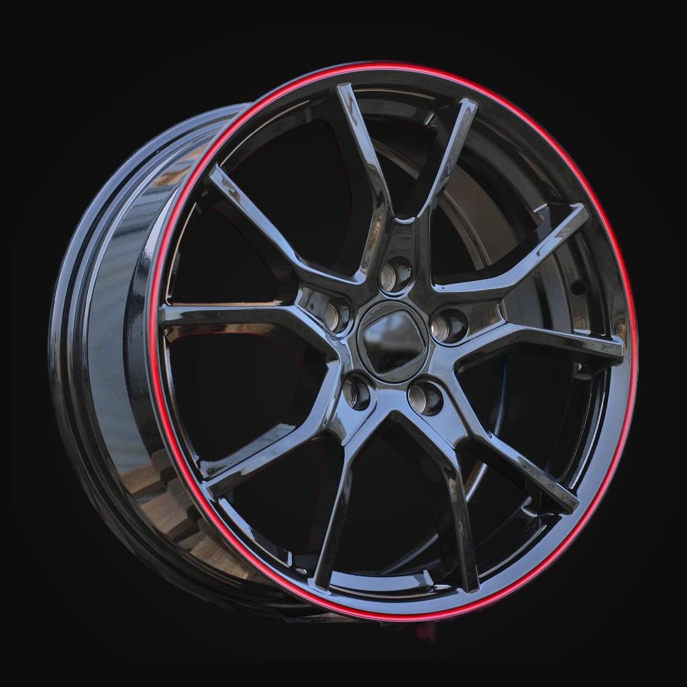 Ratlankis R17x7.5J  5X114.3  ET  45  64.1  B1418  (IN5381)  Black+Red Line (BR)  For HOND  (K8)